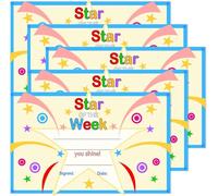 Student Recognition Award Certificates 8.6 x 5.5 inch Star of The W ward Certificates Student Incentives for Children, Teachers and Parents, Back to School, Home Study Supplies 25Pack