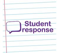 Student Response Teacher Stamp. Self-Inking, 12x33mm Image, Stamper for Teacher Marking and Feedback. Violet Ink.