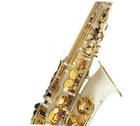 student saxophone Alto Saxophone Eb Tune Hand-carved Pattern Japanese Craft Made Brass White Lacquered Gold Key Sax Instrument (Color : Light yellow)