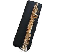 student saxophone Bb Professional Treble Saxophone White Copper Silver-plated Straight Pipe Split Sax Soprano (Color : Leather Case)