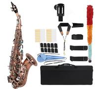 student saxophone Bb Treble Saxophone B Flat Sax Red/Cyan Antique Imitate Classical Carve Pattern Saxophone With Box Strap (Color : Red antique)