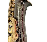 student saxophone Black Professional Tenor Saxophone B-flat Engraving Exquisite Pattern Black Nickel Gold Tenor Saxophone (Color : Leather bag)