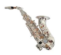 student saxophone Curved Neck Bb Silver Brass Treble Saxophone Instrument For Students With Mouthpiece