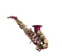 student saxophone Treble Saxophone B Flat Small Bend Neck Pink Body Gold Keys Musical Instrument Professional With (Color : Light green)