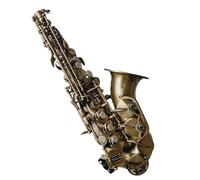 student saxophone Treble Saxophone Exquisite Carved Flower B Tone Antique Copper Plated Professional Musical Instrument (Color : Light Grey)