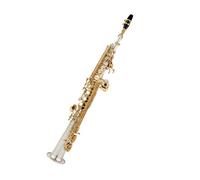 student saxophone Treble Saxophone Silver Plated Body Gold Lacquer Key Brass Saxophone Straight Pipe B(b) Instrument With Case (Color : Light green)