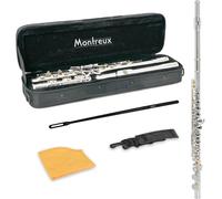Student Series Flute Silver Plated Flute, Offset G Split E Key C Foot - Montreux