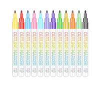 Student Two-line Outline Pen Hand Account Greeting Card Flash Pen -12-Color Suit (Silver line)