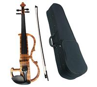 Student violin Full Size 4/4 Colored Solid Wood Grain Electric Silent Violin Kit With Ebony Fittings Violin Bow Case Adult violin (Color : 04)