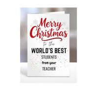 Students card from Teacher, Merry Christmas to the World's Best, gifts for men, women, greetings card, female, male, him, her, presents, A5-260c_70