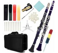 Students clarinet Purple Bb Clarinet B Key Beginner Orchestra Comes With Hard Case Cleaning Kit And Stand Gloves(2)