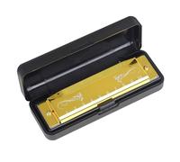 Students Harmonica 10-hole C Harmonica For Adult Beginners Blues Harmonica Clear Sound Quality ABC Body(Gold)