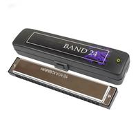 Students Harmonica Tremolo Harmonica 24 Hole 48 Tone Blues Harp Mouth Organ Key of C ABS Resin Brass Reed Musical Instruments(C)