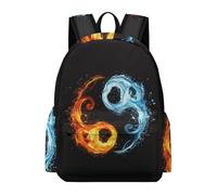 Students Tai Chi Daypack Boys Girls Age 7-12 Lightweight Durable Water And Fire Motif Rucksack for Spring Outing Autumn Trip Back to School Gift, Daily Carry