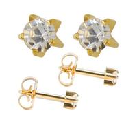 Studex Cubic Zirconia CZ Regular 4mm Gold Plated Claw Setting Ear Piercing Stud Earrings