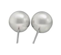 STUDEX Pair of 10mm Polished Surgical Steel White Pearl Stud Earrings
