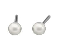 STUDEX Pair of 3mm Surgical Steel Polished White Pearl Stud Earrings - Sensitive
