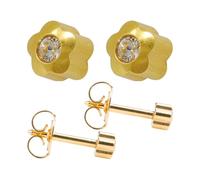 Studex Regular 4mm Flower and Crystal Centre Gold Plated Ear Piercing Stud Earrings