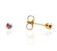 STUDEX Sensitive Crystal Shimmers Stud Earrings 3mm | Hypoallergenic and Nickel Safe for Sensitive Ears | Gold Plated Post, Stainless Steel Yellow Gold, crystal
