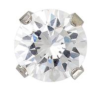 Studex Sensitive Large Round Cubic Zirconia CZ Silver Coloured Stainless Steel Stud Earrings 8mm Claw Setting