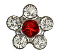 Studex Sensitive Regular Clear and Ruby Crystal Daisy Stainless Steel Stud Earrings 5mm Setting