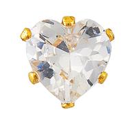 Studex Sensitive Regular Cubic Zirconia CZ Heart Gold Plated Stud Earrings 5mm Claw Setting