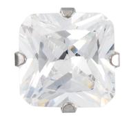 Studex Sensitive Regular Princess Cut Cubic Zirconia CZ Silver Coloured Stainless Steel Stud Earrings 6mm Claw Setting