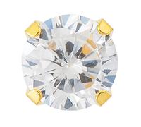Studex Sensitive Regular Round Cubic Zirconia CZ Gold Plated Stud Earrings 6mm Claw Setting