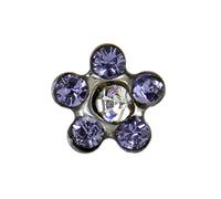 Studex Sensitive Regular Tanzanite and Clear Crystal Daisy Stainless Steel Stud Earrings 5mm Setting