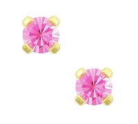 Studex Tiny Tips 3mm Pink Cubic Zirconia CZ Gold Plated Childrens Hypo-allergenic Stud Earrings