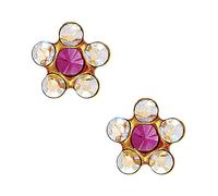 Studex Tiny Tips AB and Rose Crystal 5mm Daisy Gold Plated Childrens Hypo-allergenic Stud Earrings