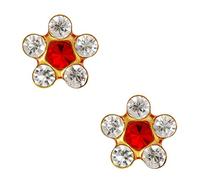 Studex Tiny Tips Clear and Ruby Crystal 5mm Daisy Gold Plated Childrens Hypo-allergenic Stud Earrings
