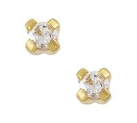 Studex Tiny Tips CZ Cubic Zirconia 2mm Claw Setting Gold Plated Childrens Hypo-allergenic Stud Earrings