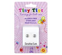 Studex Tiny Tips Kids Earrings 3mm | Ball Studs | Hypoallergenic and Nickel Free Jewelry for Sensitive Ears | Birthday Gift for Little Girls, Stainless Steel, Cubic Zirconia, Stainless Steel, Cubic
