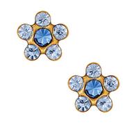 Studex Tiny Tips Light Sapphire and Sapphire Crystal 5mm Daisy Gold Plated Childrens Hypo-allergenic Stud Earrings