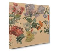 Studies Of Flowers Vol.2 by Jacques Laurent Agasse Canvas Print | Gallery Wrapped 30mm Frame Wall Art | 14x14 inches | Ready to Hang | Classic Floral Picture | Living Room Bedroom Lounge Office