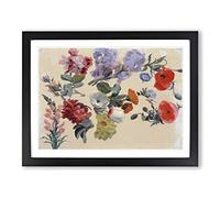 Studies Of Flowers Vol.2 By Jacques Laurent Agasse Classic Painting Framed Print | A4 Black Framed Wall Art | Ready to Hang | Classic Floral Picture | Living Room Bedroom Lounge Office