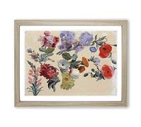 Studies Of Flowers Vol.2 By Jacques Laurent Agasse Classic Painting Framed Print | A4 Oak Framed Wall Art | Ready to Hang | Classic Floral Picture | Living Room Bedroom Lounge Office