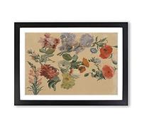 Studies of Flowers Vol.2 by Jacques-Laurent Agasse Framed Print | A2 Black Framed Wall Art | Ready to Hang | Modern Floral Picture | Living Room Bedroom Lounge Office