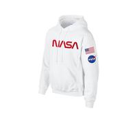 Studio 9Thirty3 NASA Hoodie - Unisex Pullover Sweatshirt with Flag & NASA Logo, Gift for Space Enthusiasts, White, XXL