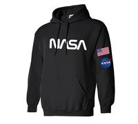 Studio 9Thirty3 NASA Hoodie - Unisex Pullover Sweatshirt with Flag & NASA Logo, Gift for Space Enthusiasts, Black W/White, M