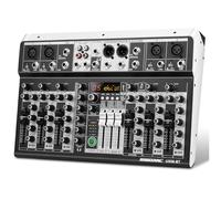 Studio Audio Sound Mixer Board-Professional Audio Mixer Sound Board Console 6 Channel USB Computer MP3 Input 48V Phantom Power Stereo For DJ Studio,Live Streaming (8 Channel DJ Mixer)