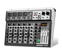 Studio Audio Sound Mixer Board-Professional Audio Mixer Sound Board Console 6 Channel USB Computer MP3 Input 48V Phantom Power Stereo For DJ Studio,Live Streaming (6-Channel)