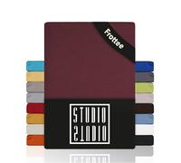 STUDIO Basic Terry Fitted Sheet 120 x 200 cm - Soft Terry Cloth Fitted Sheet Made of 80% Cotton & 20% Polyester - Bordeaux - Oeko-Tex Certified, Non-Iron & Elastic - for Mattresses 15-25 cm