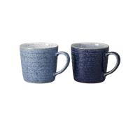 Studio Blue Cobalt/Pebble Ridged Mugs - Set Of 2 -