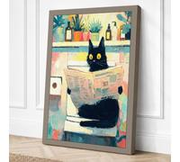 Studio Cat Boho Canvas Wall Art Print 18x12 Inch