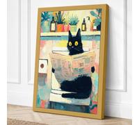 Studio Cat Boho Canvas Wall Art Print 18x12 Inch (46 x 30 cm)