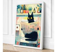 Studio Cat Boho Canvas Wall Art Print 18x12 Inch (46 x 30 cm)