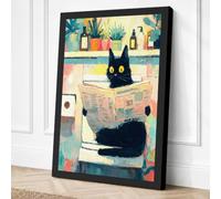 Studio Cat Boho Canvas Wall Art Print 24x16 Inch (61 x 41 cm)