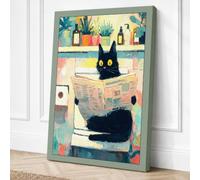 Studio Cat Boho Canvas Wall Art Print 24x16 Inch (61 x 41 cm)